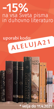 Pohiti! 15% poust na Svetopisemsko literaturo se izteka. Do 11. aprila vam nudimo 15% velikonoèni popust na vse naše izdelke. Veliko je novih. Vpišite kodo ALELUJA21 in živite alelujo, ki pomeni »slava Gospodu«.